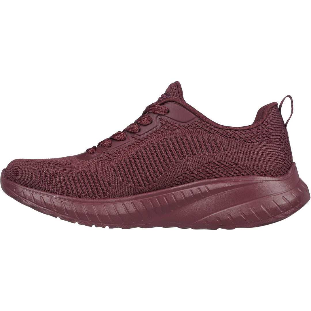 Women's Wide Fit Skechers 117209 Bob Squad Chaos Face Off Sneakers -Plum