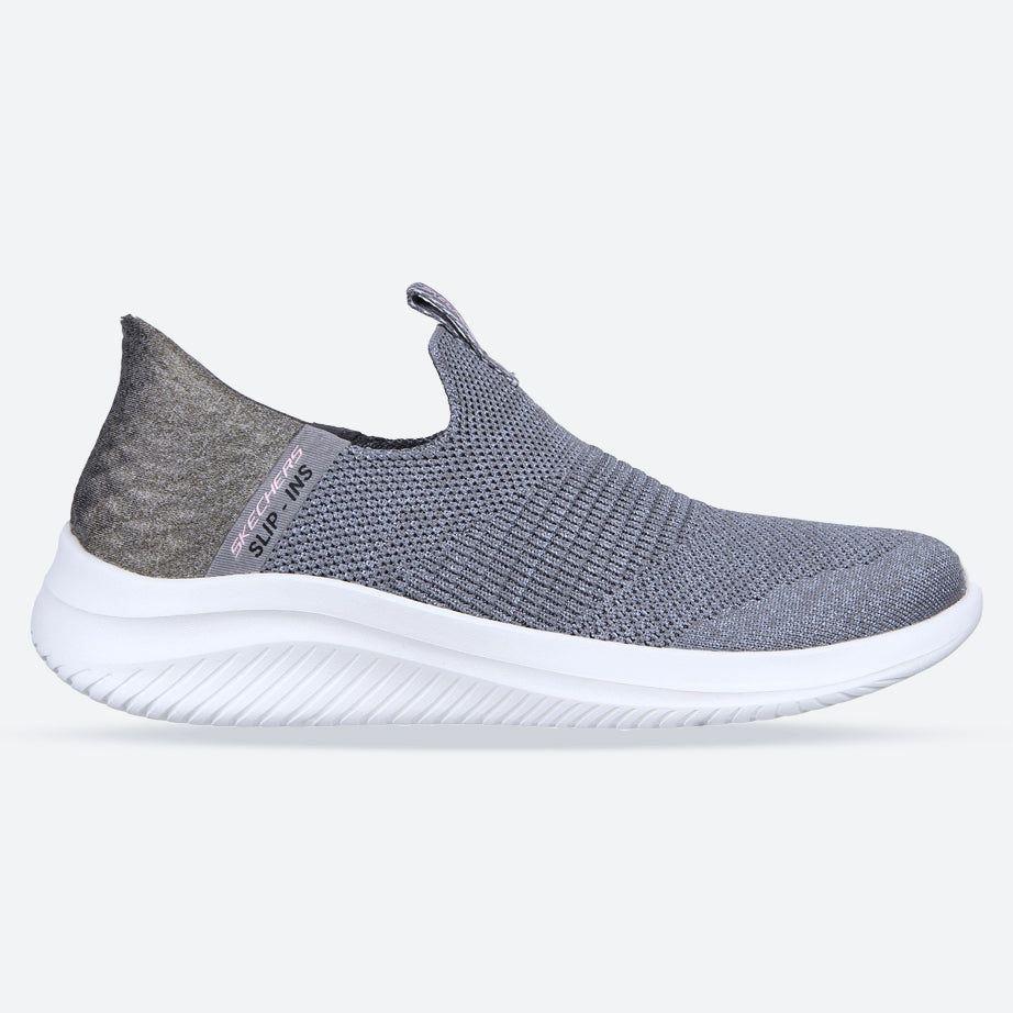 Women's Wide Fit Skechers 149708 Slip-ins Ultra Flex 3.0 Cozy Streak Sneakers - Grey