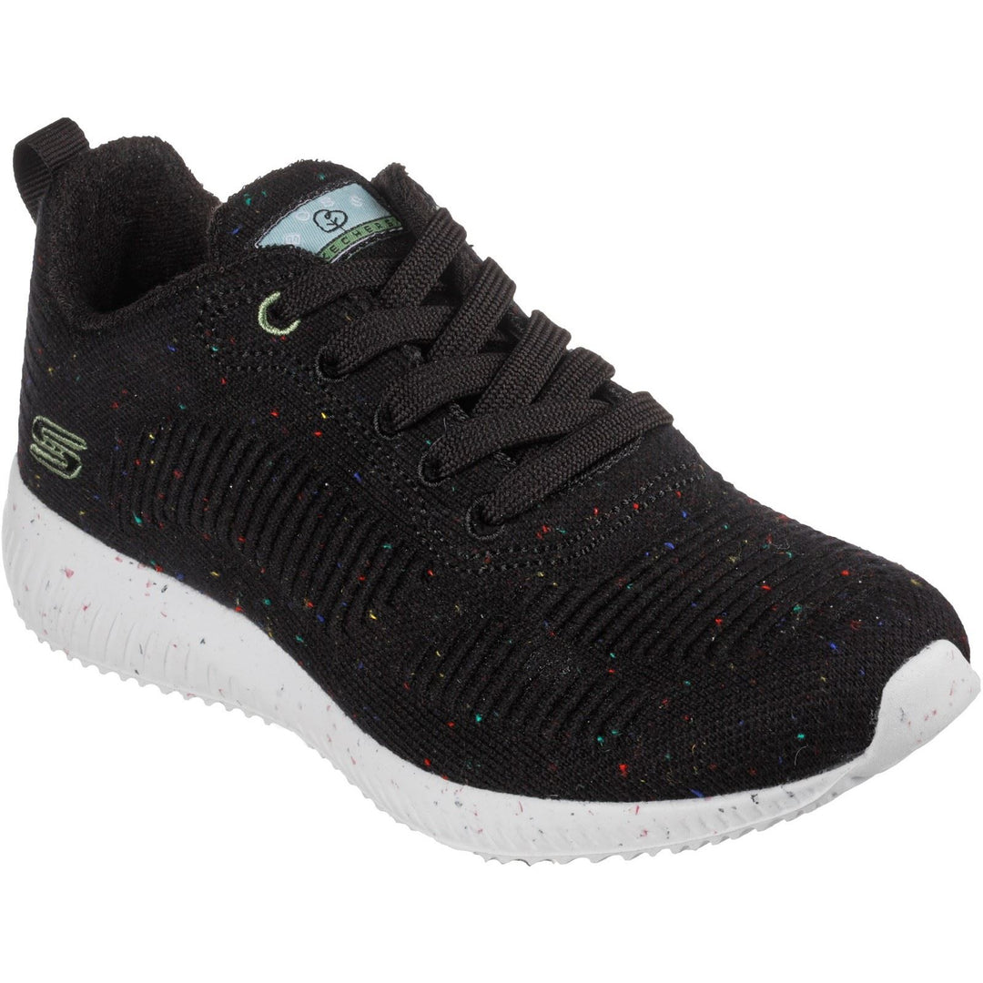 Women's Wide Fit Skechers 117282 Bobs Squad Reclaim Life Sneakers - Black