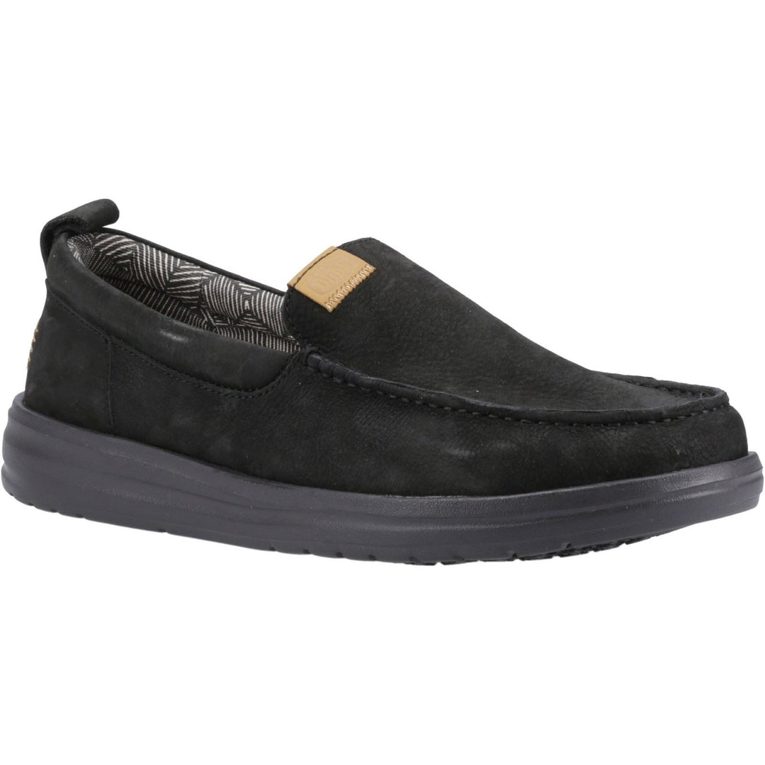 Men's Heydude 40173 Wally Grip Moc Craft Leather Shoes - Black