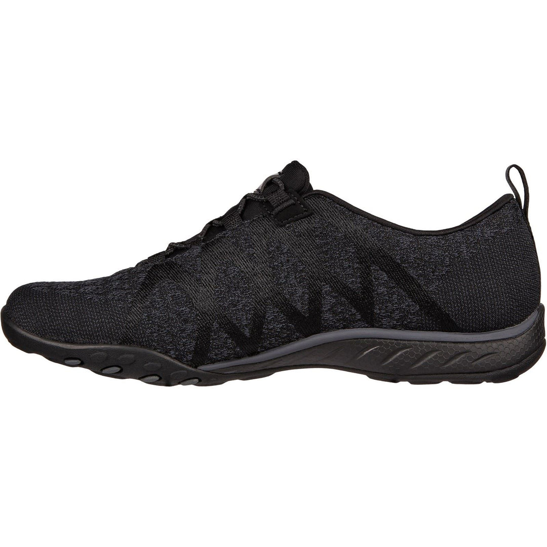 Women's Wide Fit Skechers 100301 Relaxed Fit Breathe Easy Infi Knity Sneakers - Black