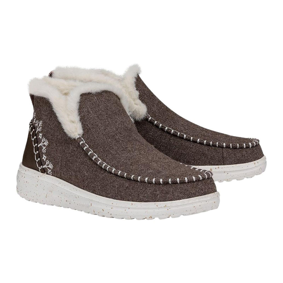 Women's Heydude 40208 Denny Wool Faux Shearling Ankle Boots - Walnut