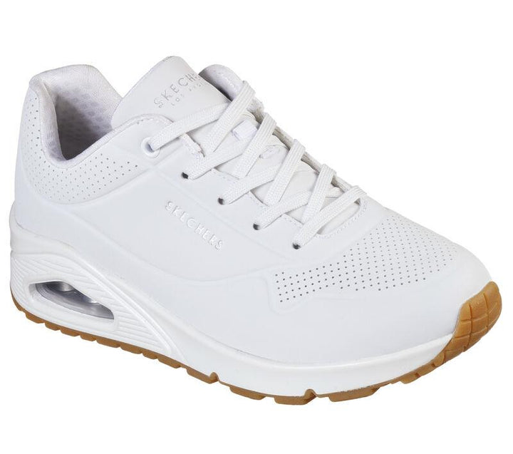 Women's Wide Fit Skechers 73690 Uno Stand On Air Walking Sneakers - White