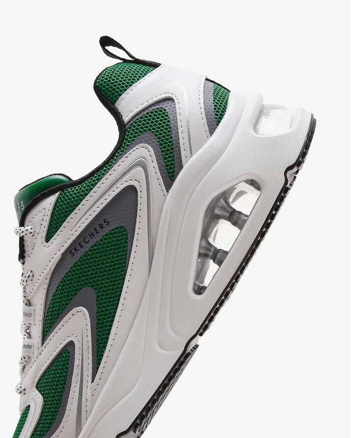 Women's Wide Fit Skechers 177424 Tres Air Uno Street Fl Air Sneakers - White/Green