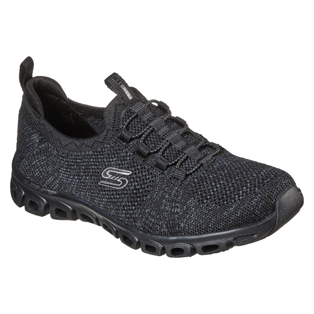 Women's Wide Fit Skechers 104198 Glide Step Grand Flash Sneakers - Black