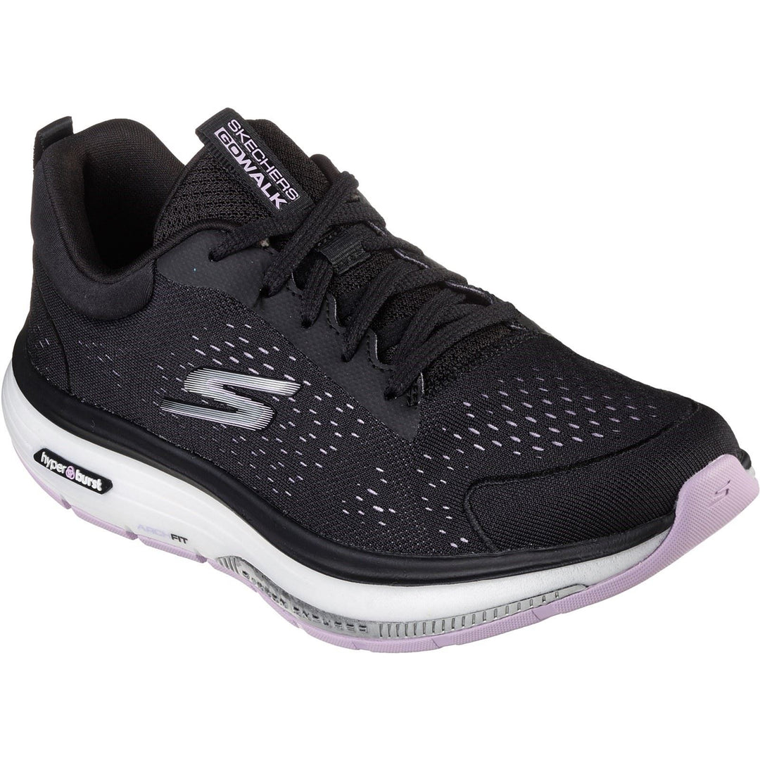 Women's Wide Fit Skechers 124933  Go Walk Workout Walker Sneakers - Black/Lavender