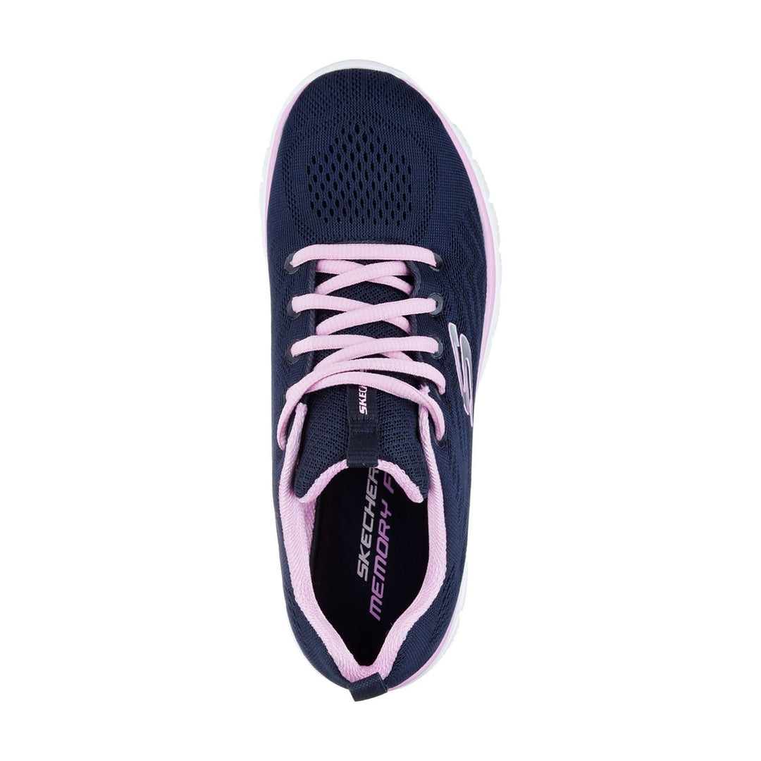 Women's Wide Fit Skechers 12615  Graceful Get Connected Sports Sneakers - Navy/Pink