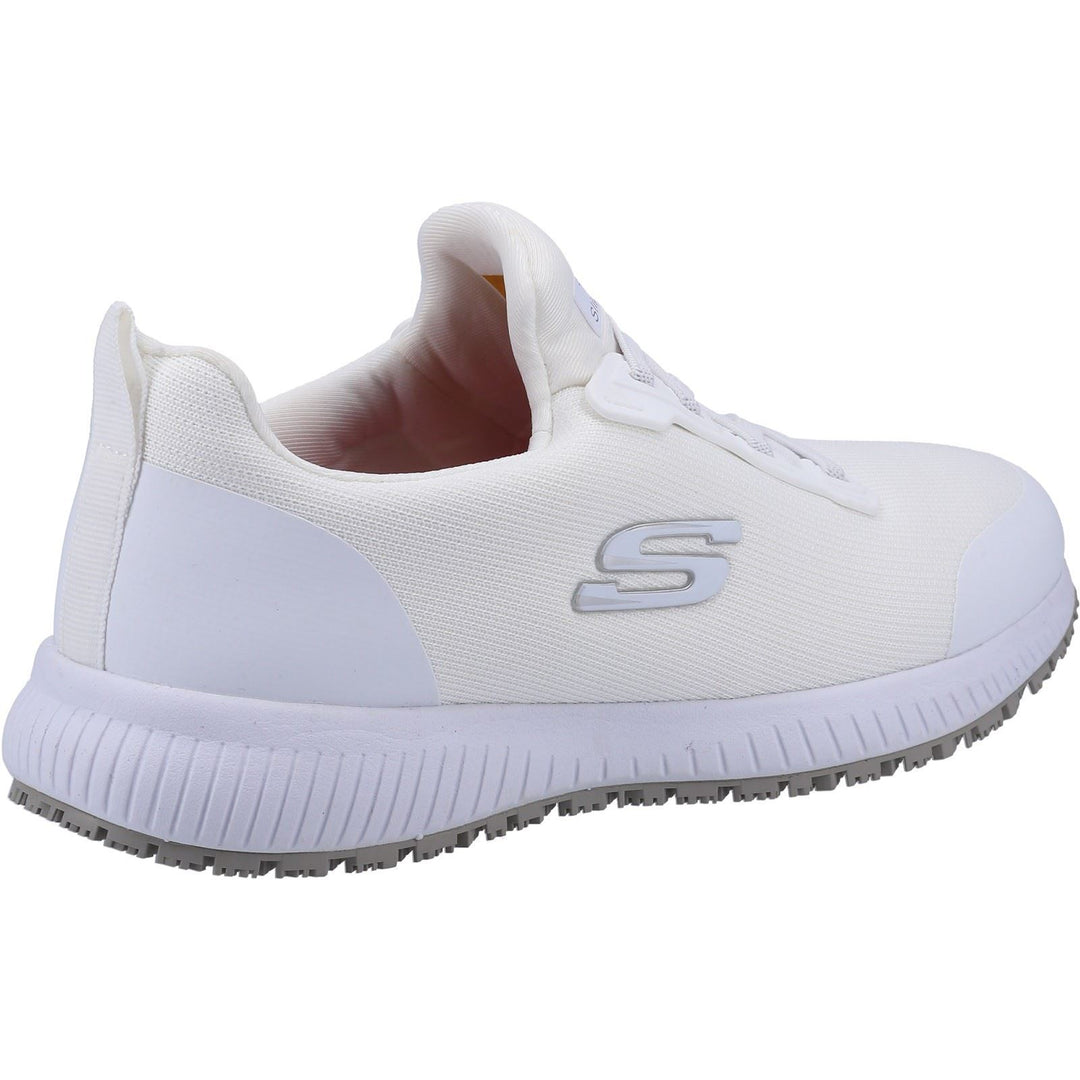 Women's Wide Fit Skechers 77222EC Squad SR Occupational Sneakers - White