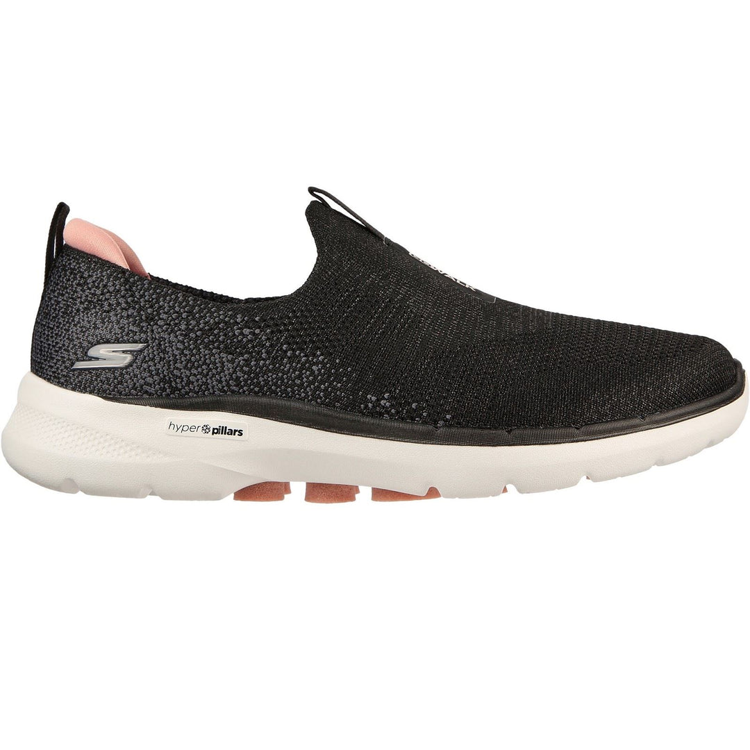 Women's Wide Fit Skechers 124502 Go Walk 6 Glimmering Sneakers - Black/Pink