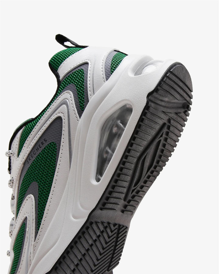 Women's Wide Fit Skechers 177424 Tres Air Uno Street Fl Air Sneakers - White/Green