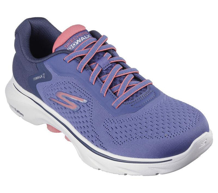 Women's Wide Fit Skechers 125215 Go Walk 7 Cosmic Waves Sneakers