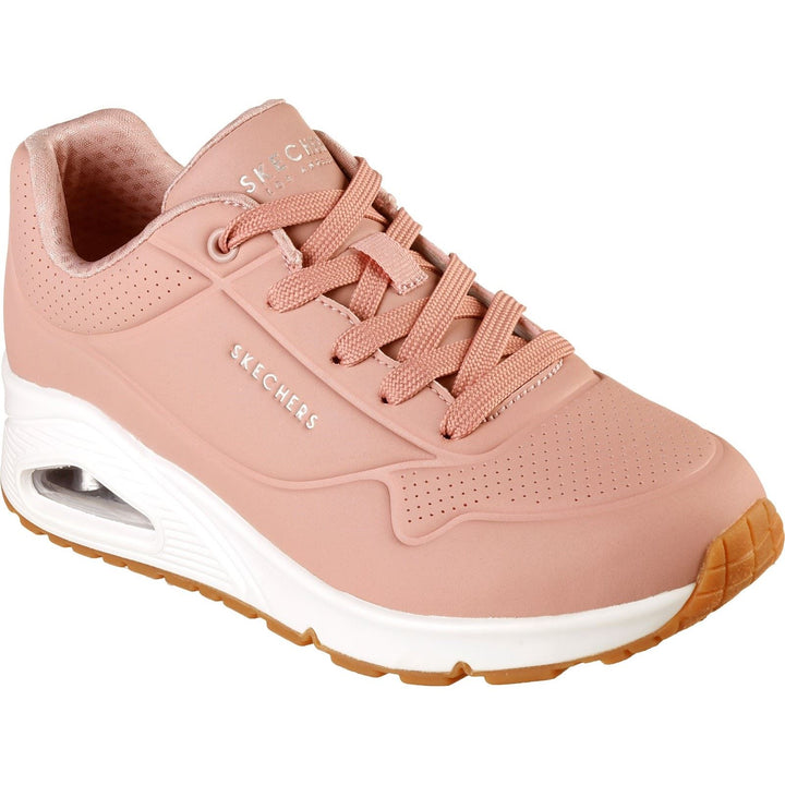 Women's Wide Fit Skechers 73690 Uno Stand On Air Sports Sneakers - Blush