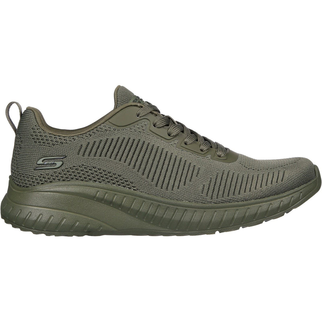 Women's Wide Fit Skechers 117209 Bob Squad Chaos Face Off Sneakers - Olive