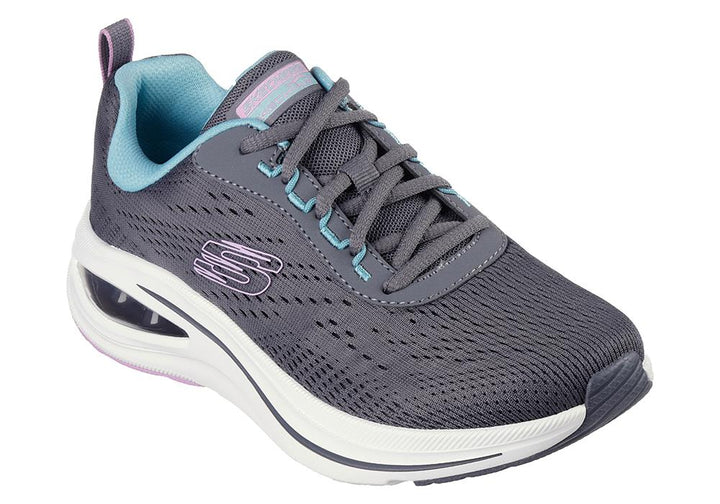 Women's Wide Fit Skechers 150131 Skech Air Meta Aired Out Sneakers - Charcoal/Multi