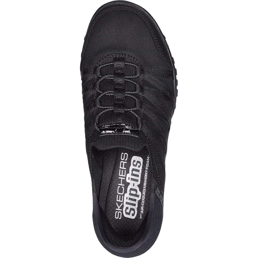 Women's Wide Fit Skechers 100593 Breathe Easy Roll With Me Sneakers - Black