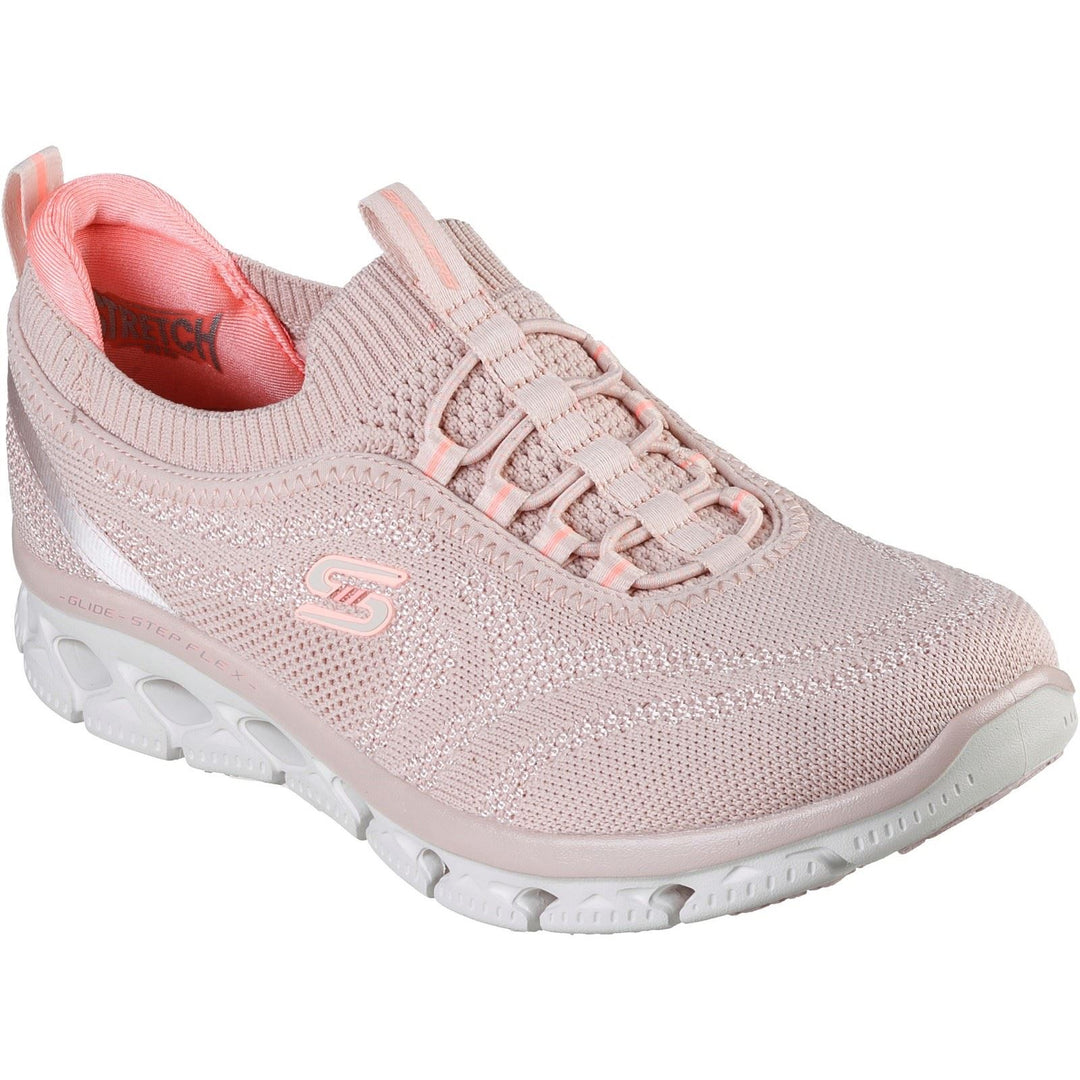 Women's Wide Fit Skechers 104307 Glide Step Flex Good Dream Sneakers - Light Pink