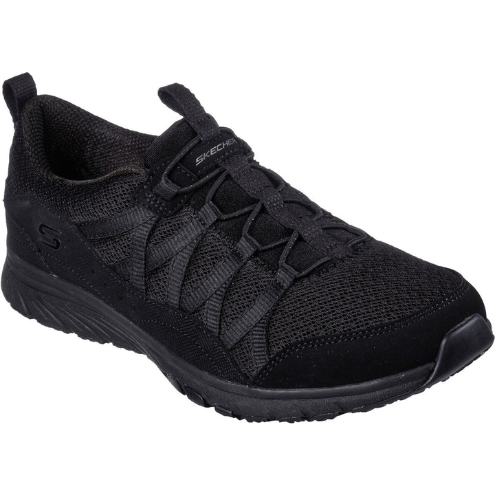 Women's Wide Fit Skechers 104281 Gratis Sport Live Golden Sneakers - Black