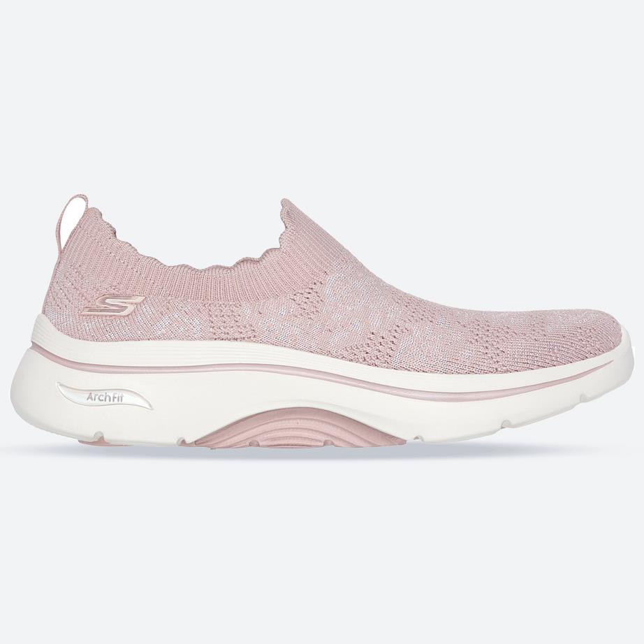Women's Wide Fit Skechers 125329 Go Walk Arch Fit 2.0 Rosa Linda Sneakers