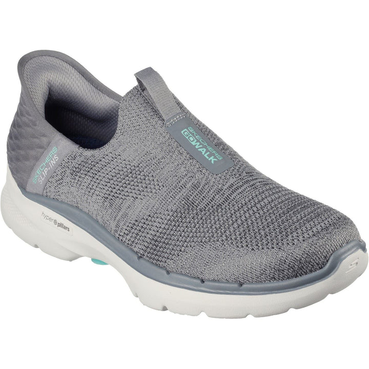 Women's Wide Fit Skechers 124569 Slip-ins GO WALK 6 Fabulous View Sneakers - Grey