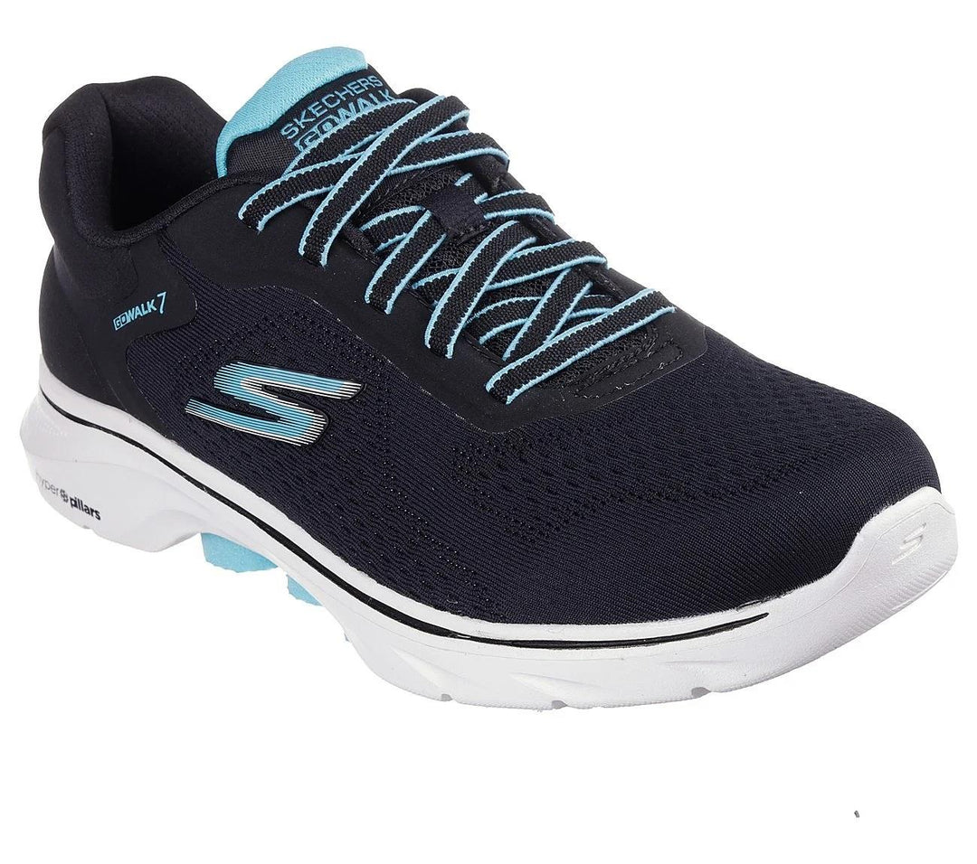 Women's Wide Fit Skechers 125215 Go Walk 7 Cosmic Waves Sneakers