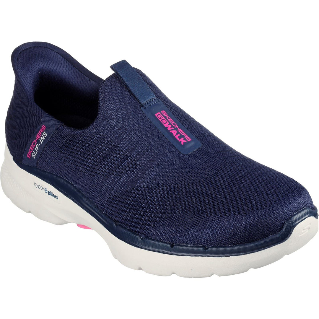 Women's Wide Fit Skechers 124569 Slip-ins GO WALK 6 Fabulous View Sneakers - Navy