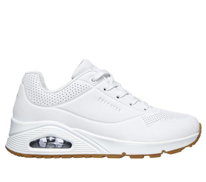 Women's Wide Fit Skechers 73690 Uno Stand On Air Walking Sneakers - White