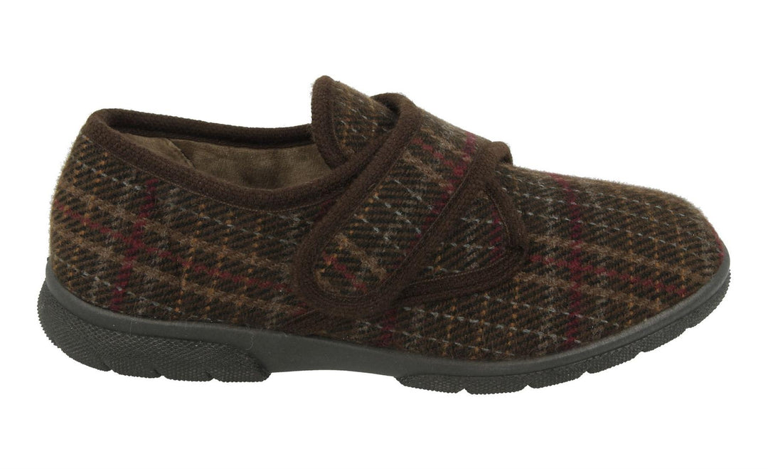 Mens Wide Fit DB Tartan Slippers