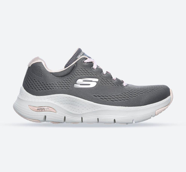 Women's Wide Fit Skechers 149057 Unny Outlook Sports Sneakers - Grey/Pink