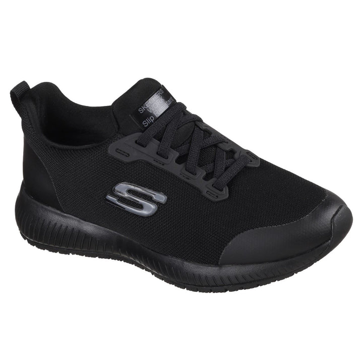 Women's Wide Fit Skechers 77222EC Squad SR Occupational Sneakers - Black