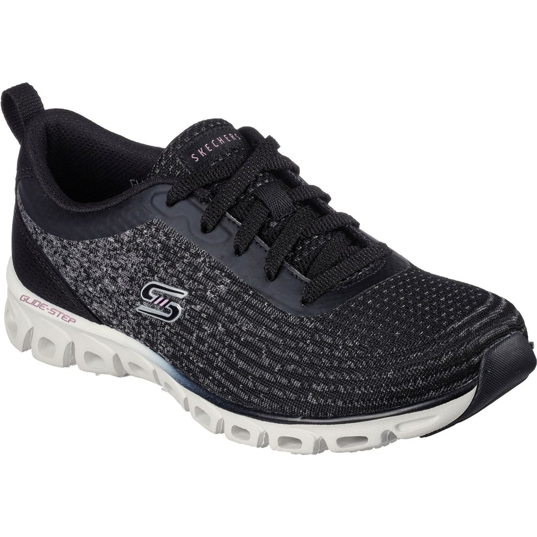 Women's Wide Fit Skechers 104325 Glide-Step Head Start Sneakers -  Black