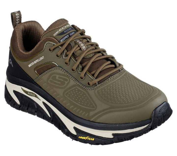 Men's Wide Fit Skechers 237333 Arch Fit Road Walker Recon Sneakers - Olive/Black