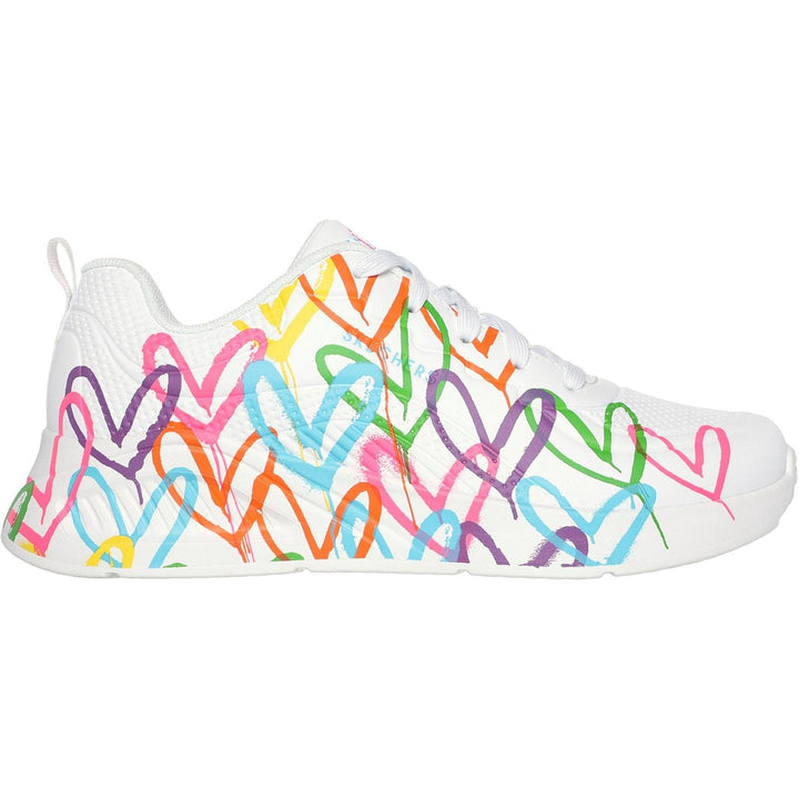 Women's Wide Fit Skechers 177977 Uno Lite Heart Of Hearts Sneakers
