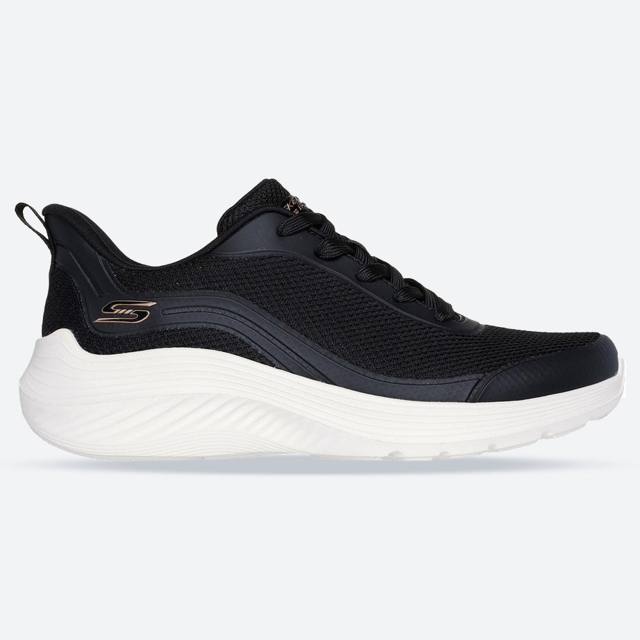 Women's Wide Fit Skechers 117483 Bobs Sport Squad Waves Still Wading Sneakers