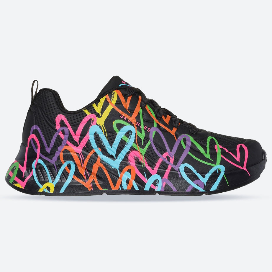 Women's Wide Fit Skechers 177977 Uno Lite Heart Of Hearts Sneakers ...