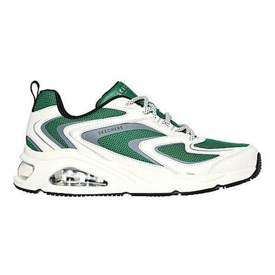 Women's Wide Fit Skechers 177424 Tres Air Uno Street Fl Air Sneakers - White/Green