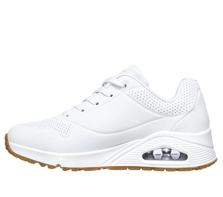 Women's Wide Fit Skechers 73690 Uno Stand On Air Walking Sneakers - White