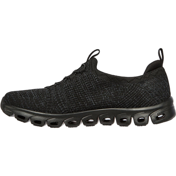 Women's Wide Fit Skechers 104198 Glide Step Grand Flash Sneakers - Black