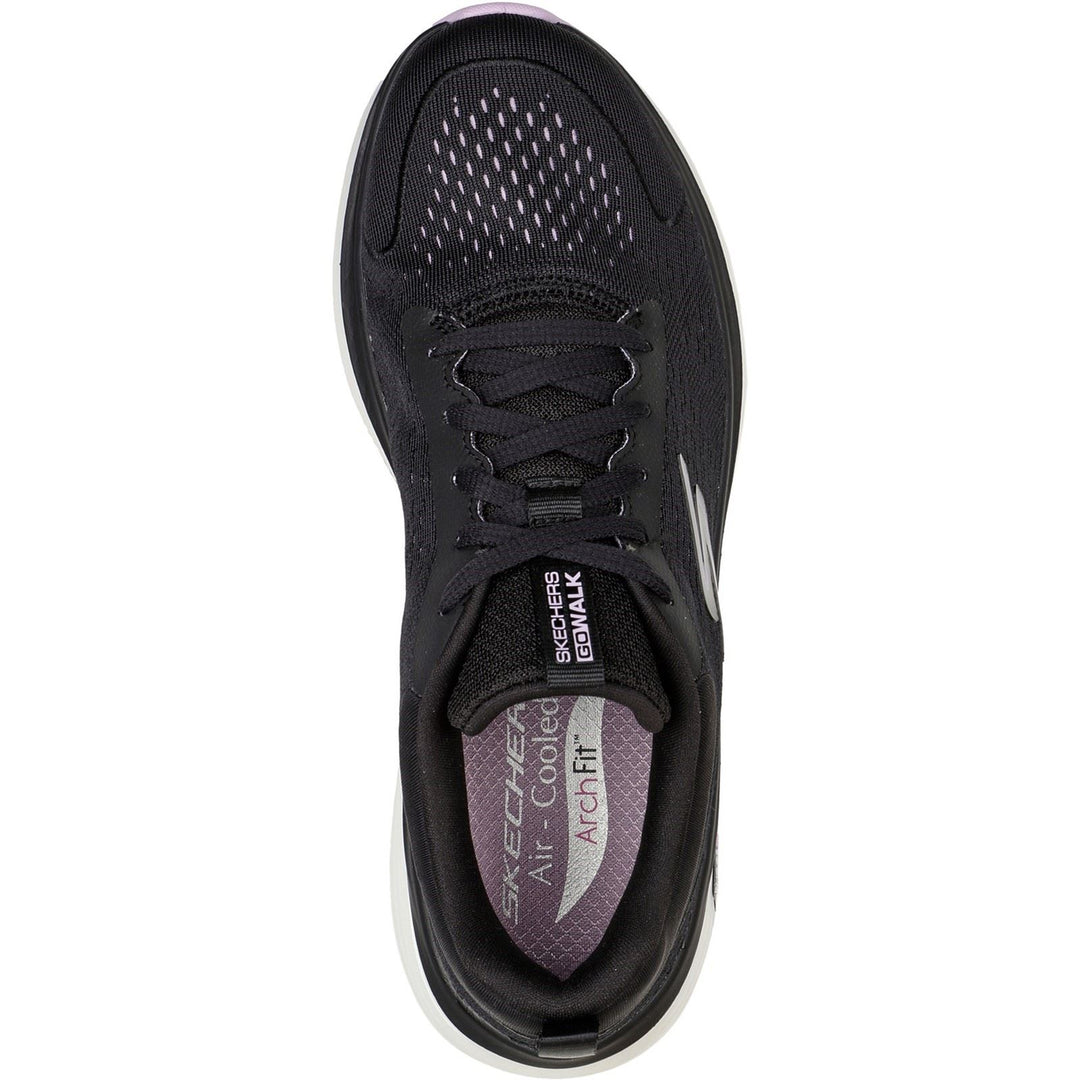 Women's Wide Fit Skechers 124933  Go Walk Workout Walker Sneakers - Black/Lavender