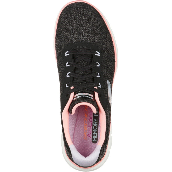 Women's Wide Fit Skechers 149570 Flex Appeal 4.0 Fresh Move Sneakers - Black/Coral