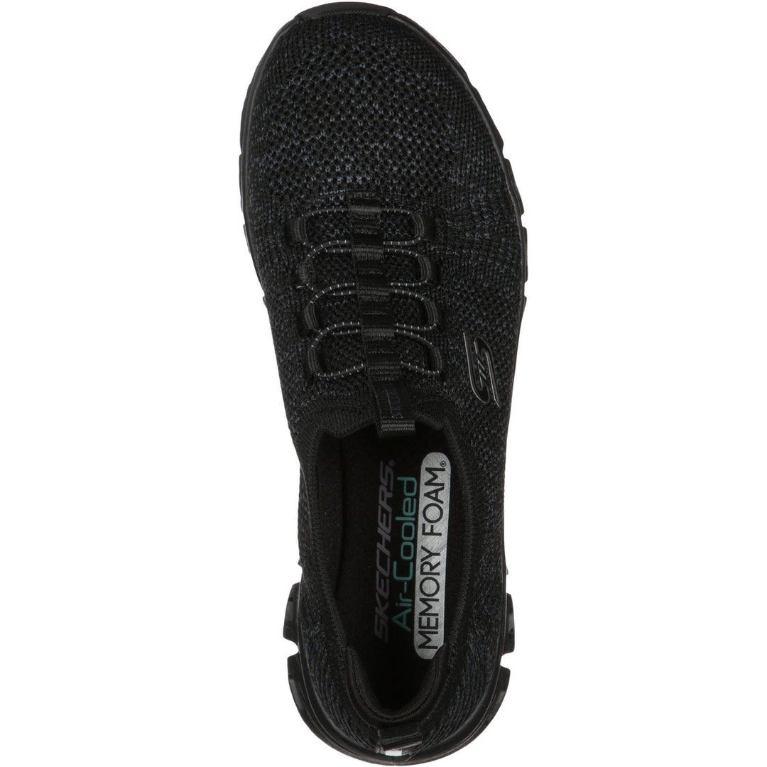 Women's Wide Fit Skechers 104198 Glide Step Grand Flash Sneakers - Black