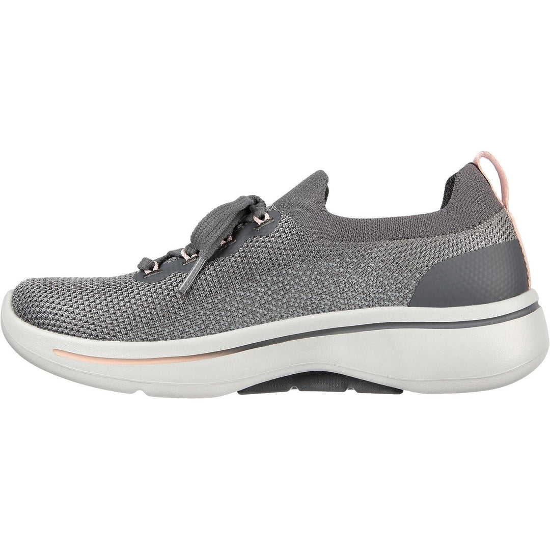 Women's Wide Fit Skechers 124863 Go Walk Arch Fit Clancy Sneakers - Grey/Pink