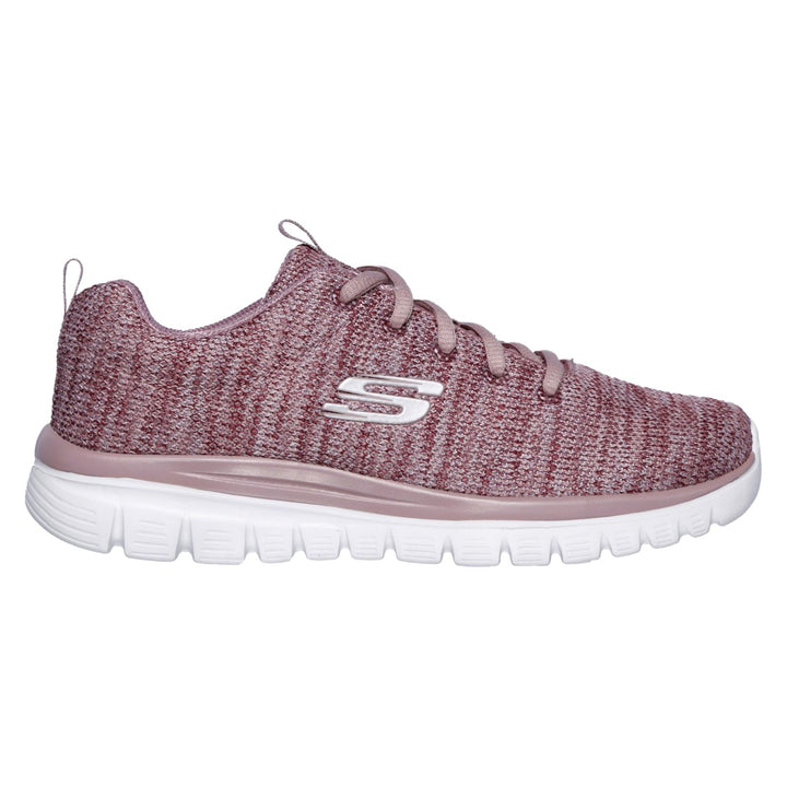 Women's Wide Fit Skechers 12614 Graceful Twisted Fortune Sneakers - Mauve