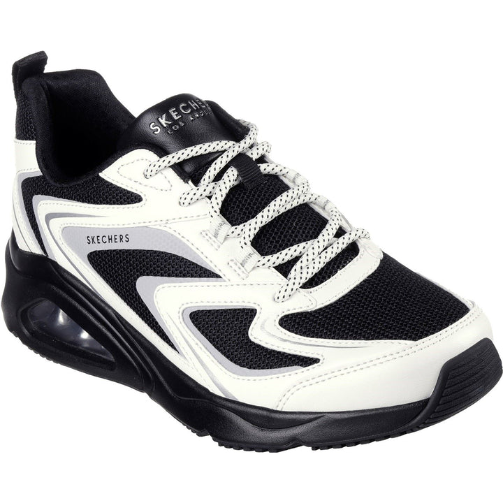 Women's Wide Fit Skechers 177424 Tres Air Uno Street Fl Air Sneakers -  Black/White