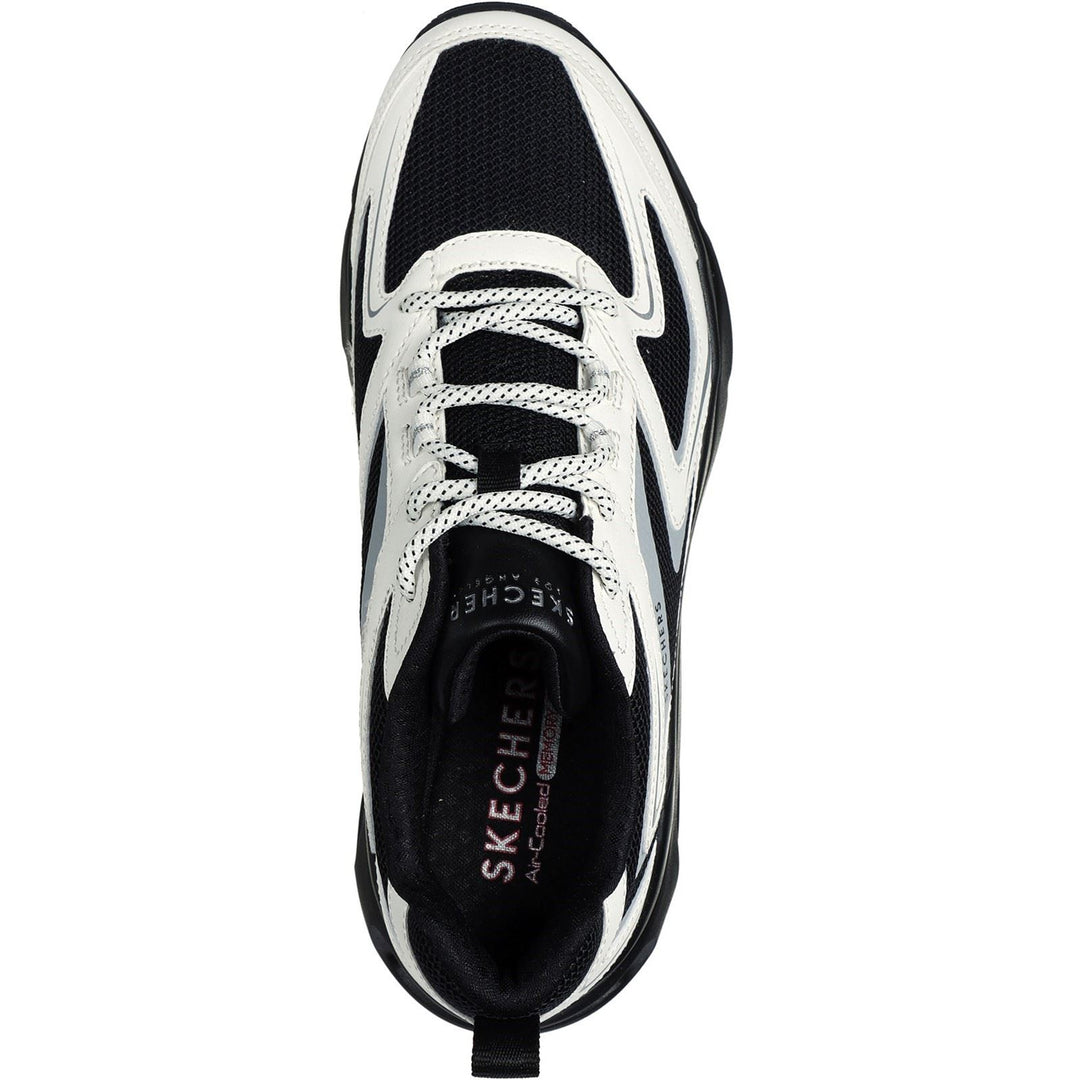 Women's Wide Fit Skechers 177424 Tres Air Uno Street Fl Air Sneakers -  Black/White