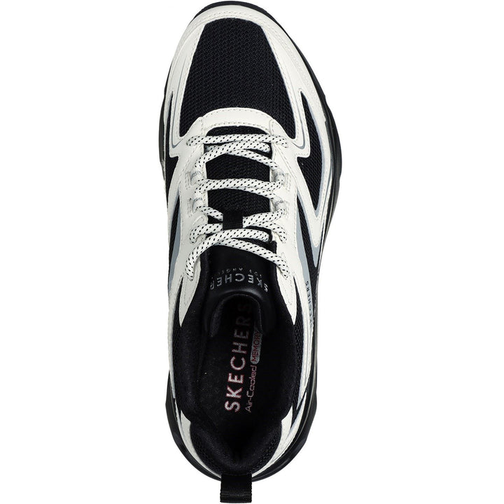 Women's Wide Fit Skechers 177424 Tres Air Uno Street Fl Air Sneakers -  Black/White