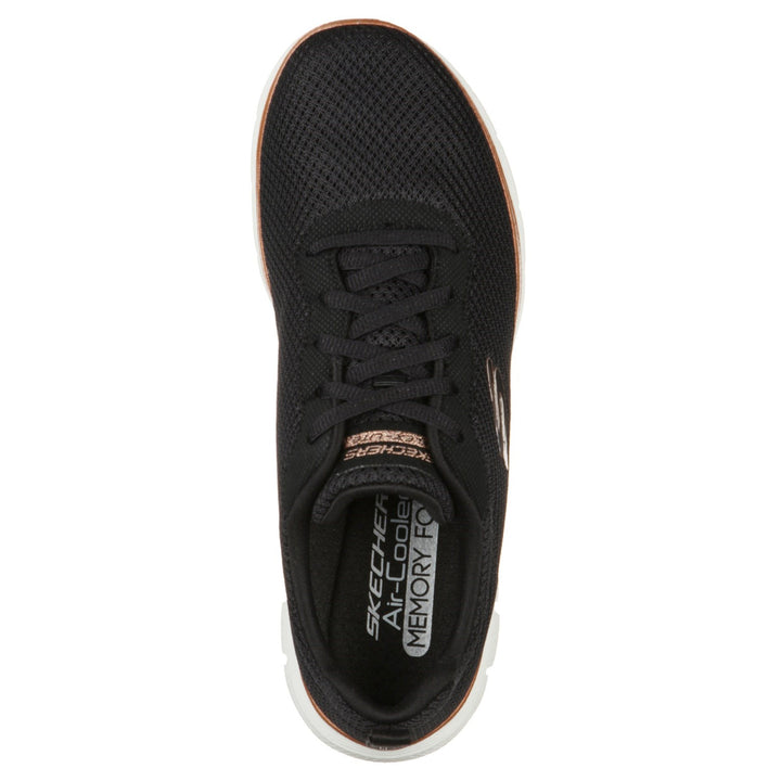 Womens Wide Fit Skechers Flex Appeal 4.0 149303 Brilliant Walking Sneakers - Black/Rose Gold