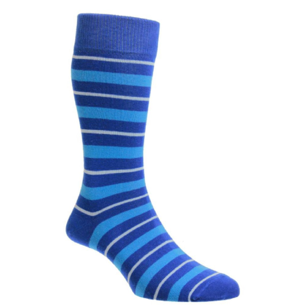 Mens HJ Hall HJ49 Sapphire/LT Blue Cotton Rich Socks