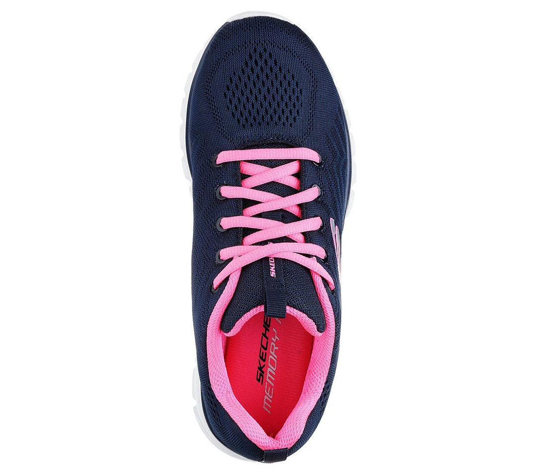 Womens Wide Fit Skechers 12615 Walking Sneakers - Navy/Hot Pink